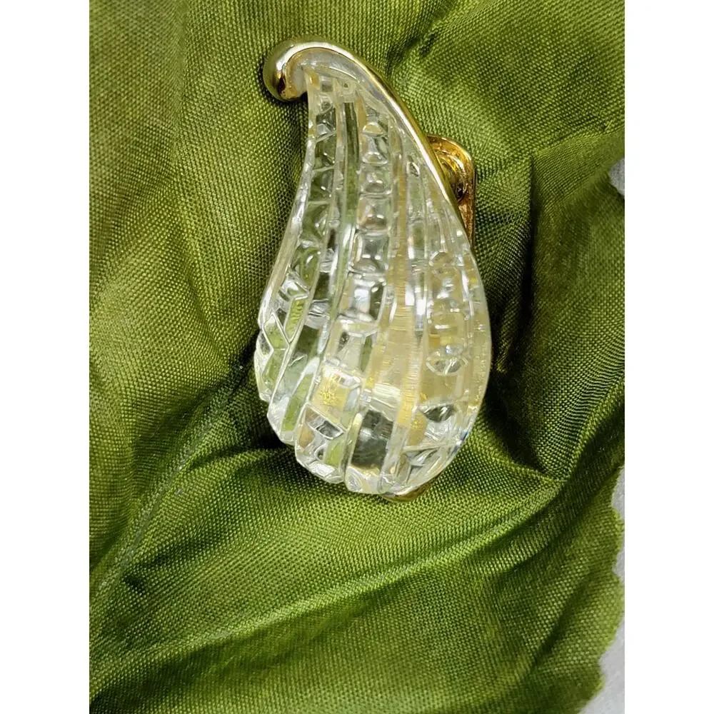 VTG Kenneth Jay Lane KJL Gold Clear Crystal Teardrop Clip On Earrings Statement - Picture 3 of 7